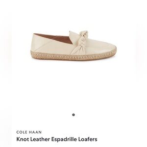 New! Cole Haan Cloudfeel Knotted Espadrille Angora Leather/Natural Jute Size 7B